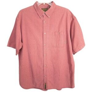 Timberland Men's Button-Down Shirt‎ Plaid Copper Short Sleeves XXL 100% Cotton